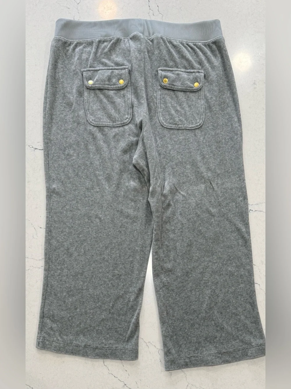 Juicy Couture Gray Velour  Pants Wideleg Elastic Waist 0X Y2K
